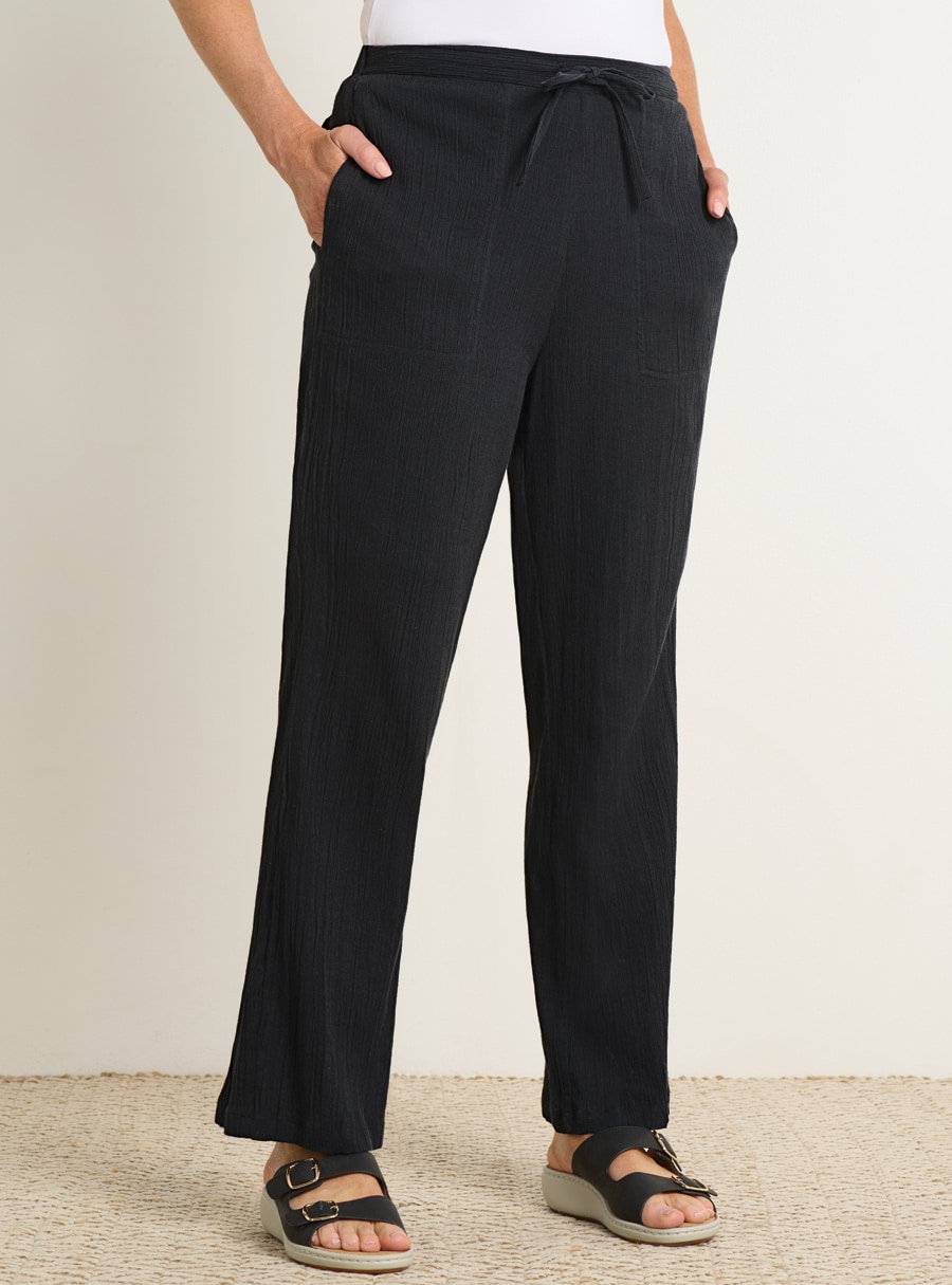 Relaxed Crinkle Pants - Damart
