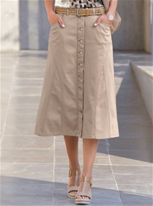 Button Front A-Line Skirt