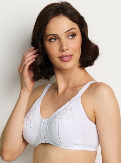 2 Pack Front Fastening Embroidered Bras